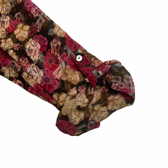 ANTHROPOLOGIE Daniel Rainn Sheer Floral Boho Top M - Picture 5 of 9
